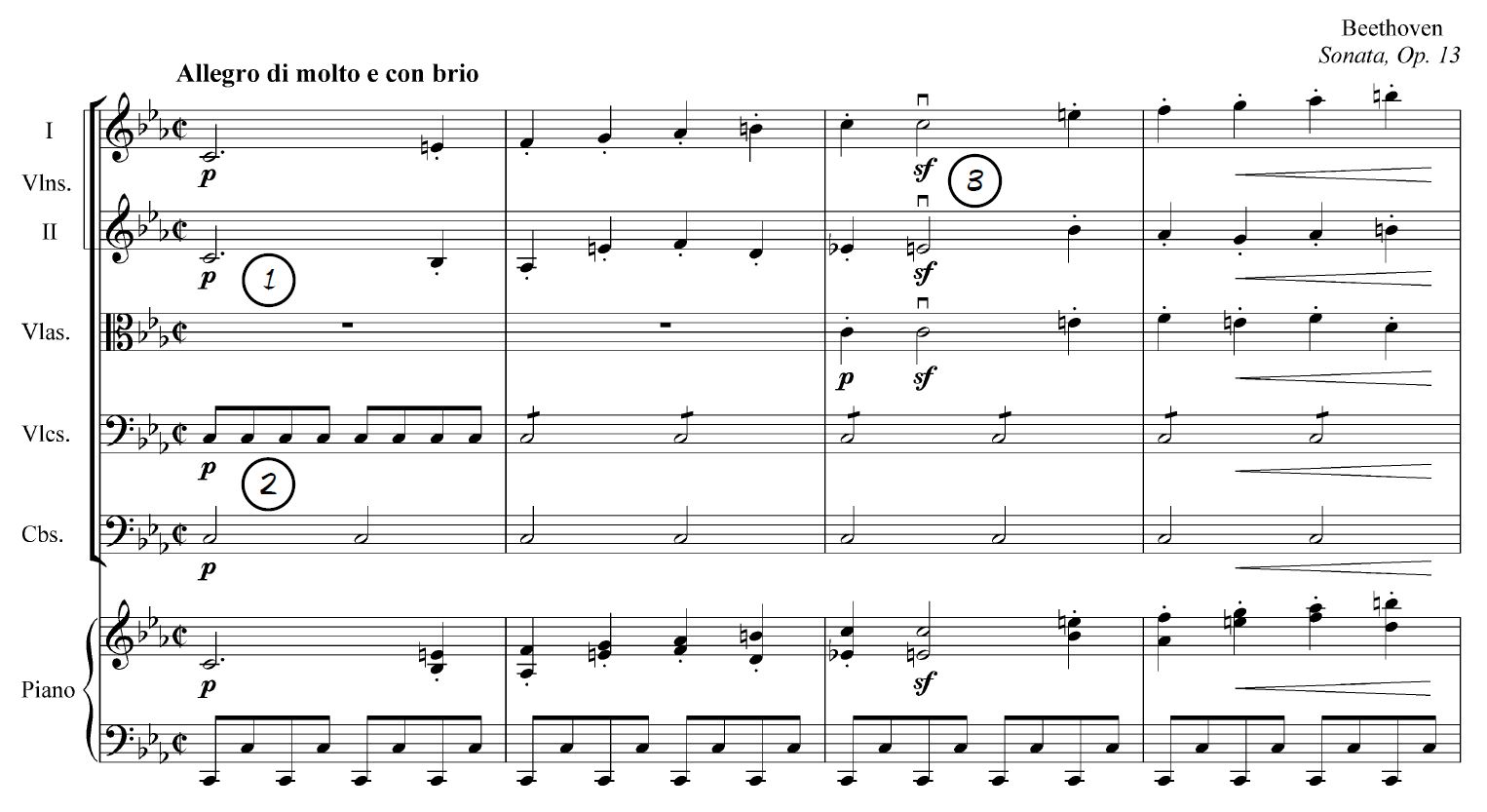 Score example from the book A Practical Handbook: From Piano to Strings