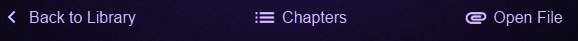 Example showing Platform Purple Player's back to library, chapters and open file buttons